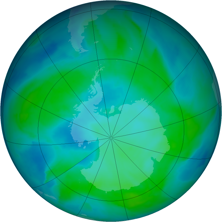 Antarctic ozone map for 04 February 2013